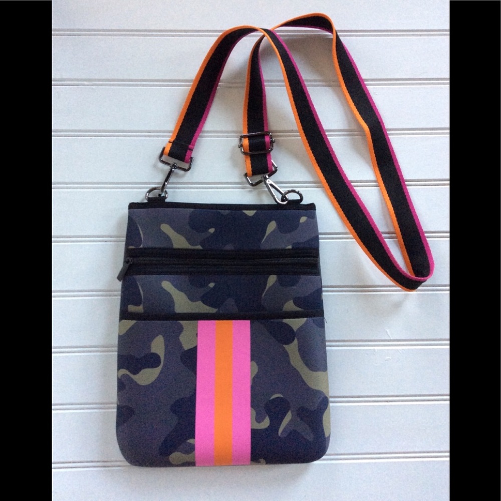 Neoprene Camo Crossbody Messenger Bag.